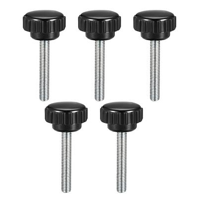 M5 x 35mm Male Thread Knurled Clamping Knobs Grip Thumb Screw on Type 5 Pcs - Black,Silver Tone