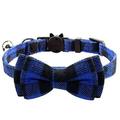 Designice AkoaDa Cat Collar Breakaway with Cute Bow Tie and Bell for Kitty Adjustable Safety Plaid Collar Pet Supplies(Blue)