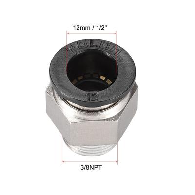 Straight Pneumatic Push to Quick Connect Fittings 3/8NPT x 12mm 3pcs - Silver Tone,Black