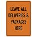 Public Safety Sign - Leave All Deliveries & Packages Here | Peel And Stick Wall Graphic | Protect Your Business Municipality Home & Colleagues | Made in the USA