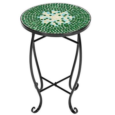 Cobalt Mosaic Black Iron Outdoor Accent Table 