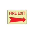 National Marker Fire Fire Exit Right Arrow 10X14 Adhesive Vinylglow GL138PB