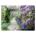 Outdoor Living and Style Purple and Green Wisteria Path Outdoor Canvas Rectangular Wall Art Decor