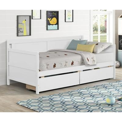 Day Bed Frame For Bedroom Living Room, White Twin Daybed With Trundle And Storage Drawers