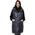 Orolay Women's Hooded Down Vest Glossy Mid-Long Gilet Coat High Neck Black M