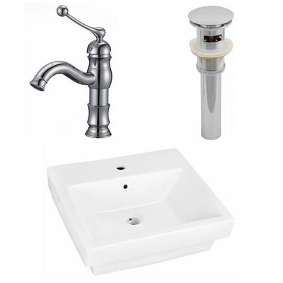 19-in. W Above Counter White Vessel Set For 1 Hole Center Faucet - American Imaginations AI-26448