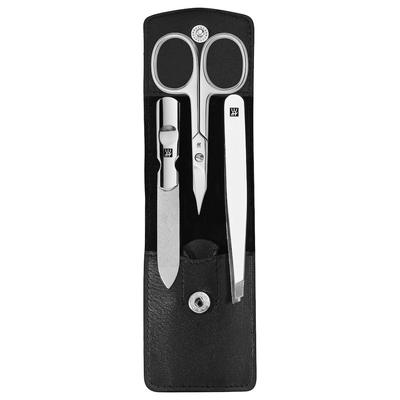 ZWILLING Beauty Maniküre Pediküre Set 3tlg. mit Kombi-Nagelschere, Leder, schwarz Nagelpflegeset