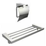 Multi-Rod Towel Rack With A Chrome Plated Toilet Paper Holder Accessory Set - American Imaginations AI-13330