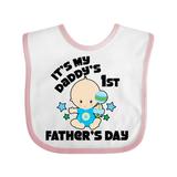 Inktastic Its My Daddys 1st Fathers Day with Baby and Stars Boys or Girls Baby Bib