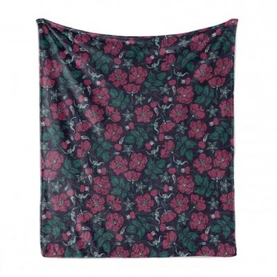 50 x 70 Vintage Style Grunge Themed Roses Along Meadow Flowers Bouquet Illustration Ambesonne Floral Soft Flannel Fleece Throw Blanket Cream and Magenta Cozy Plush for Indoor and Outdoor Use 
