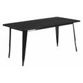 Flash Furniture Commercial Grade 31.5 x 63 Rectangular Black Metal Indoor-Outdoor Table