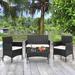 SamyoHome 4 Pieces Outdoor Patio Furniture Set All-Weather Wicker Rattan