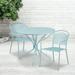 Flash Furniture Commercial Grade 35.25 Round Sky Blue Indoor-Outdoor Steel Patio Table Set with 2 Round Back Chairs