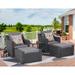 Superjoe Patio Chair Set with Small Coffee Table Outdoor Wicker Ottoman Sets with Square Glass Table for Garden Deck Porch Gray Cushions