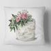 Designart 'Pink Roses and White Flowers On Cake' Traditional Printed Throw Pillow