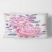 Designart 'Pink Retro Flowers With Blue Leaves' Traditional Printed Throw Pillow