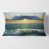 Designart 'Sunset Over The Blue Ocean I' Nautical & Coastal Printed Throw Pillow