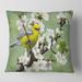 Designart 'Bird On A Branch of Cherry' Traditional Printed Throw Pillow