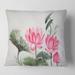 Designart 'Vintage Pink Lotuses In The Pond I' Traditional Printed Throw Pillow