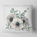Designart 'White Anemone Bouquet With Eucalyptus Leaves' Traditional Printed Throw Pillow