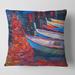 Designart 'Boats Resting On The Water During Warm Sunset IX' Nautical & Coastal Printed Throw Pillow