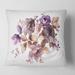 Designart 'Purple Retro Flowers With Brown Leaves' Traditional Printed Throw Pillow