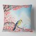 Designart 'Beautiful Red Bird On Flowering Branch I' Traditional Printed Throw Pillow