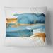 Designart 'Blue Underwater Plant With Golden Laminaria Branch' Modern Printed Throw Pillow