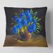 Designart 'Still Life A Bouquet Of Blue Wildflowers' Traditional Printed Throw Pillow