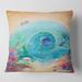 Designart 'Turquoise Ocean Spiral With Coral Reef Fishes' Nautical & Coastal Printed Throw Pillow