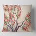 Designart 'Red Flowers On The Blossoming Tree I' Traditional Printed Throw Pillow
