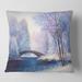 Designart 'Winter Scenery With Bridge Of Meandering River III' Lake House Printed Throw Pillow