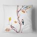 Designart 'Little Birds On The Tree Branches IV' Traditional Printed Throw Pillow