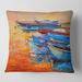 Designart 'Boats Resting On The Water During Warm Sunset VIII' Nautical & Coastal Printed Throw Pillow