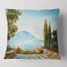 Designart 'Mountains View By The Sea Side' Nautical & Coastal Printed Throw Pillow