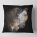 Designart 'Portrait Of A White Horse' Farmhouse Printed Throw Pillow