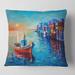 Designart 'Boats Resting On The Water Near Coastal Town I' Nautical & Coastal Printed Throw Pillow