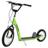 Aosom Youth Kick Scooter Ride on Toy with Adjustable Handlebar Dual Brakes and Inflatable Wheels for Kids 5+