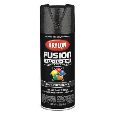 KRYLON K02782007 Hammered Spray Paint, Black, Gloss, Solvent, 12 oz