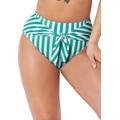 Plus Size Women's Striped Tie Front Bikini Bottom by Swimsuits For All in Aloe White Stripe (Size 14)