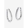 Women's Silver Tone Inside Out Channel Set Hoop Earrings by PalmBeach Jewelry in Silver