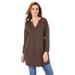 Plus Size Women's Y-Neck Ultimate Tunic by Roaman's in Chocolate (Size 4X) Long Shirt