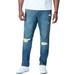 Men's Big & Tall Liberty Blues™ Athletic Fit Side Elastic 5-Pocket Jeans by Liberty Blues in Distressed (Size 66 38)