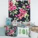 East Urban Home Red Vintage Roses & Berries On Black - Wrapped Canvas Print Canvas in Black/Pink | 16 H x 16 W x 1 D in | Wayfair