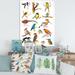 East Urban Home Vibrant Colored Birds Plancard - Print on Canvas Metal in Brown/Green | 32 H x 16 W x 1.5 D in | Wayfair