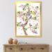 East Urban Home Tree w/ Colorful Birds on Flowering Branches - Picture Frame Graphic Art on Canvas Metal in Brown/Green/Indigo | Wayfair