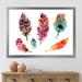 East Urban Home Colorful Boho Feather Set II - Picture Frame Painting on Canvas Metal in Blue/Green/Pink | 30 H x 40 W x 1.5 D in | Wayfair