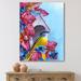 East Urban Home Titmouse Bird Sitting on a Branch Near a Birdhouse - Graphic Art on Canvas Canvas, Wood in Blue/Red | 20 H x 12 W x 1 D in | Wayfair