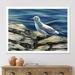 East Urban Home Seagull Birds by the Sea - Picture Frame Painting on Canvas Metal in Blue | 16 H x 32 W x 1 D in | Wayfair