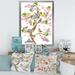 East Urban Home Tree w/ Colorful Birds on Flowering Branches - Picture Frame Graphic Art on Canvas Metal in Brown/Green/Indigo | Wayfair